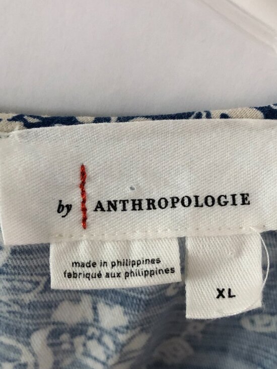 by Anthropologie The Somerset Wide Leg Jumpsuit Size XL Blue White Floral Casual - Picture 9 of 16